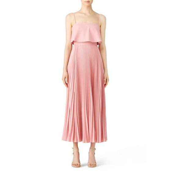 Rent the runway size 4 rose color Jill Stewart Rose water pleaded gown pleated - Picture 1 of 7